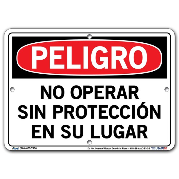 Aluminum Composite Sign, 7-1/2" Height, 10-1/2" Width, Aluminum Composite, Rectangle, Spanish